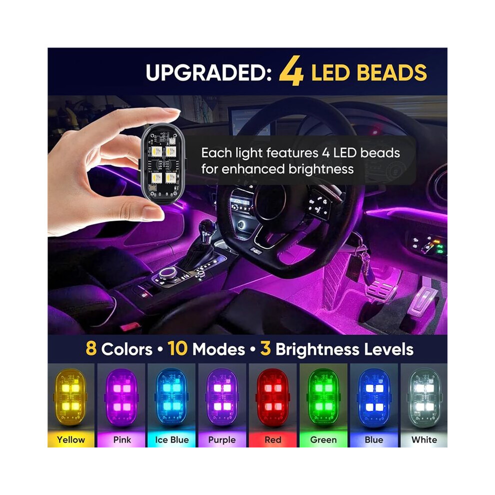 6Pcs Wireless Led Strobe Lights With Remote Control, 350 Mah Usb Rechargeable 8-Color High Brightness Waterproof 6133340773656