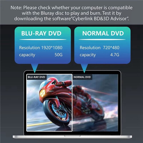 2 in 1 External Bluray Drive USB3.0 Type C Portable CD DVD BD Writer Burner Reader Player Optical Drive for PC Laptop 2