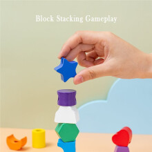 Jouets de Tri de Couleurs pour Enfants, Ensembles de Colonnes Arc-en-Ciel, Jeux D'Association de Formes, Blocs de Construction Éducatifs