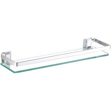Elegant ontworpen badkamerplank van gehard glas, ruimtebesparende oplossing met roestvrij geanodiseerd aluminium voor wandmontage, transparant glas