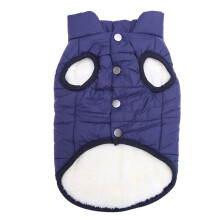 Winterhondjas Harige voering Effen kleur Outfit-Marineblauwe XS