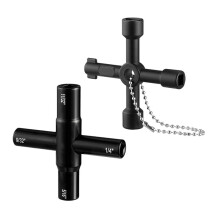Clé à Eau 4 Voies (2 Pièces), Clé Universelle pour Robinet de Puisage en Acier 40Cr et Outil Multifonctionnel Robuste pour Vannes D'Eau