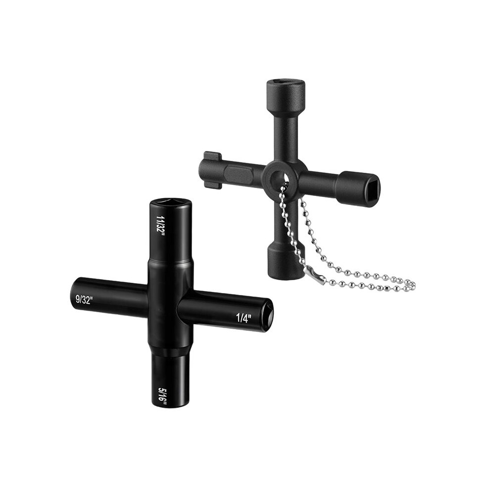 2Pc 4 Way Water Key Wrench, 40Cr Universal Utility Sillcock Key And Multifunctional Heavy-Duty Water Valve Key Tool 6131641852049