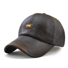 Dark Brown New Pu Leather Baseball Cap Hip Hop Casual Men Adjustable