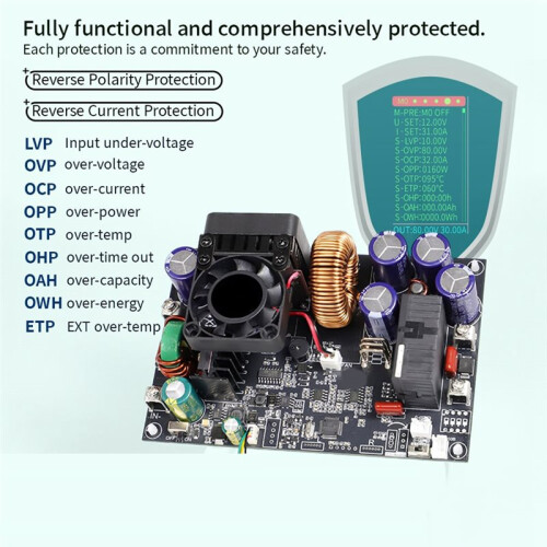 XY8030 CNC  Buck Converter 80V 30A 2400W MPPT Solar Charging CV CC Step-Down Module Color LCD Display Single Module 2