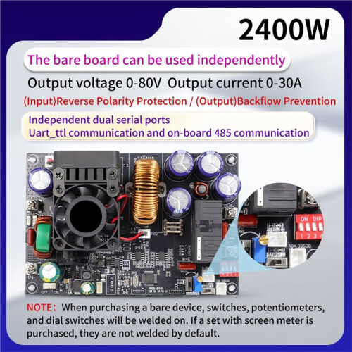XY8030 CNC  Buck Converter 80V 30A 2400W MPPT Solar Charging CV CC Step-Down Module Color LCD Display Single Module 1