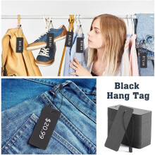 800 Set Black Price Tags Clothing Tags with Safety Pins Black Paper Hang for Clothes Crafts Display Stocking Stuffers