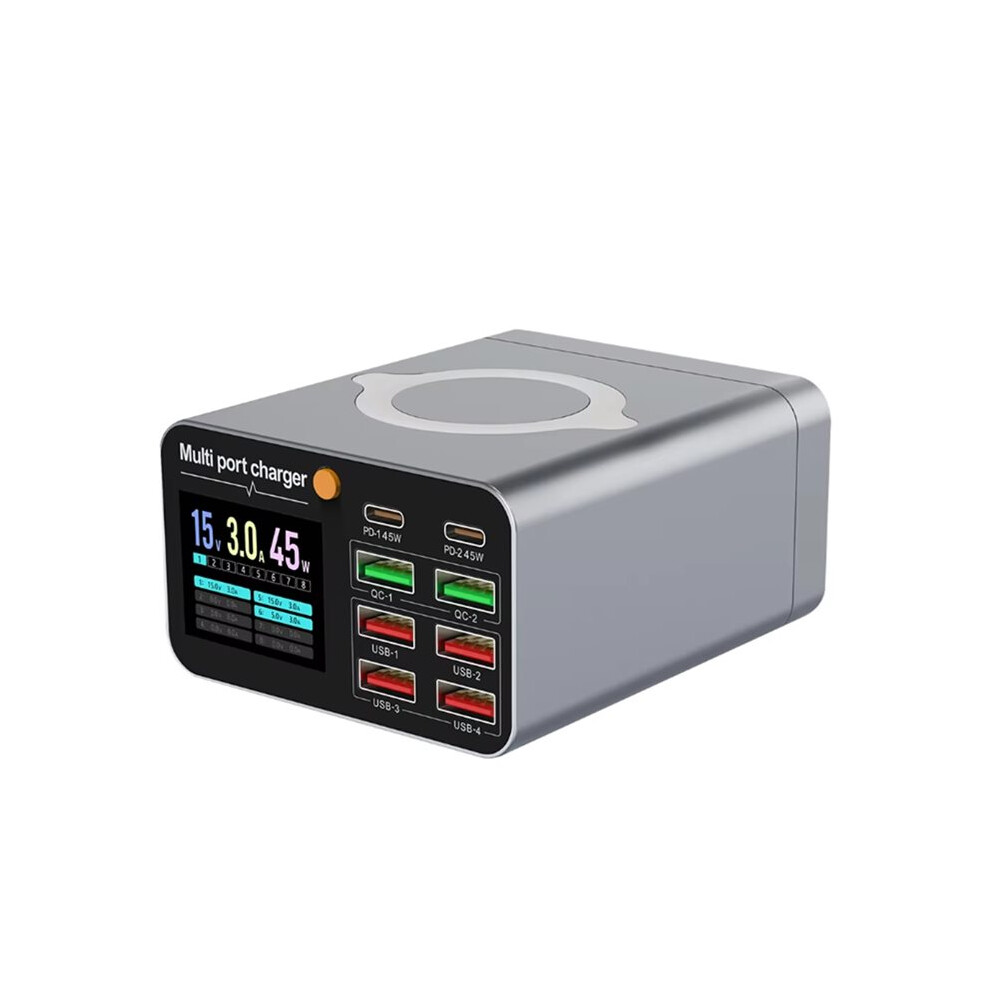 80W Charging Station With Retractable Usb-C Cable Fast Charger For Tablet Pc Phones Multiple Devices Uk Plug 6131186925727