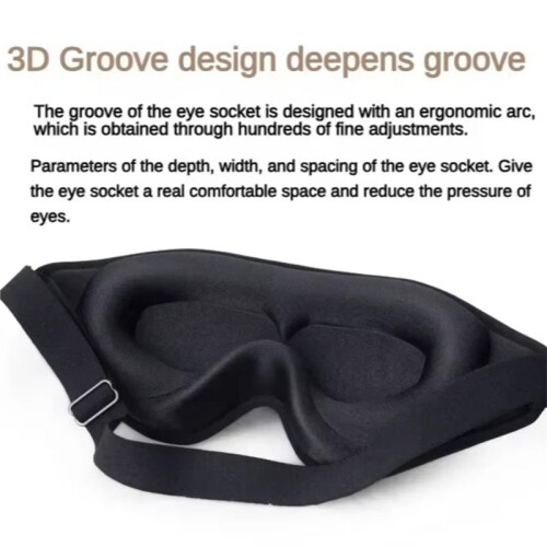 3D Memory Foam Sleeping Mask - Light Blocking Sleep Aid, Comfortable & Adjustable Eye Shade Blindfold 2