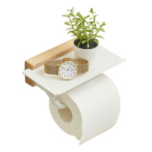 Organizador de Papel Higiênico com Prateleira, Porta-Papel Higiênico de Madeira com Prateleira, Prateleira Multifuncional, Ampla Compatibilidade
