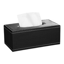 Houder voor gezichtstissues, waterdichte tissueboxhoes van PU-leer met verstelbaar ontwerp, eenvoudig ontwerp voor kantoor, slaapkamer en woonkamer,