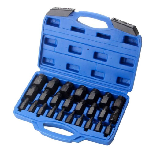 Screw Extractor Set with Box 25Pcs Hex Head Multi-Spline Bolt Chrome A 2