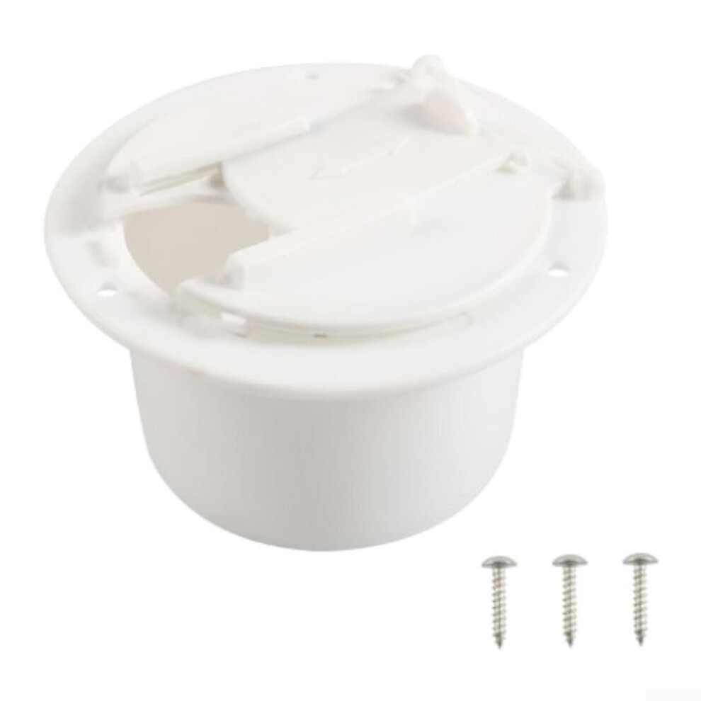 Rv Electric Cable Hatch Round Power Cord Hatch Cover With 50 Amp Power Connectors For Boat, Rv, Motorhome, Trailer, Motorhome (White) Black/White 9001264728540
