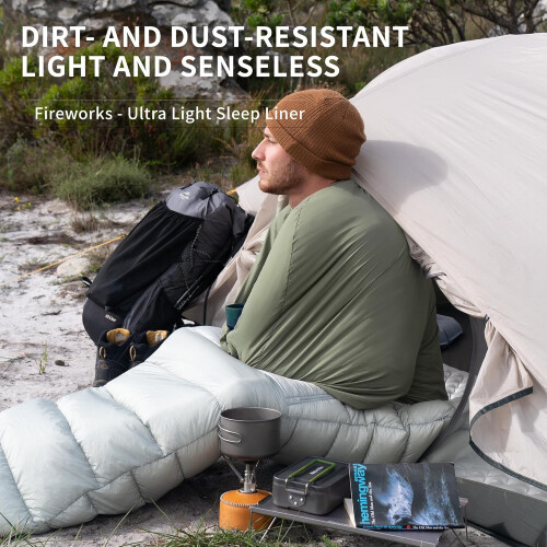 Ultralight Sleeping Bag Liner 128g Small Pack for Backpacking, Camping Green 2