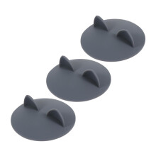 Silicone Mug Lid Set with Cat Ear Design, Leakproof Reusable Cup Covers for Hot Drinks, Grey