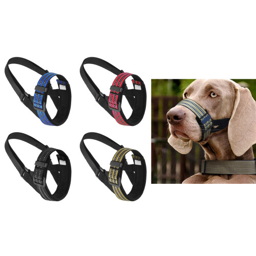 Nylon Dog Muzzle Mouth Guard Staffordshire Adjustable-Black L 2