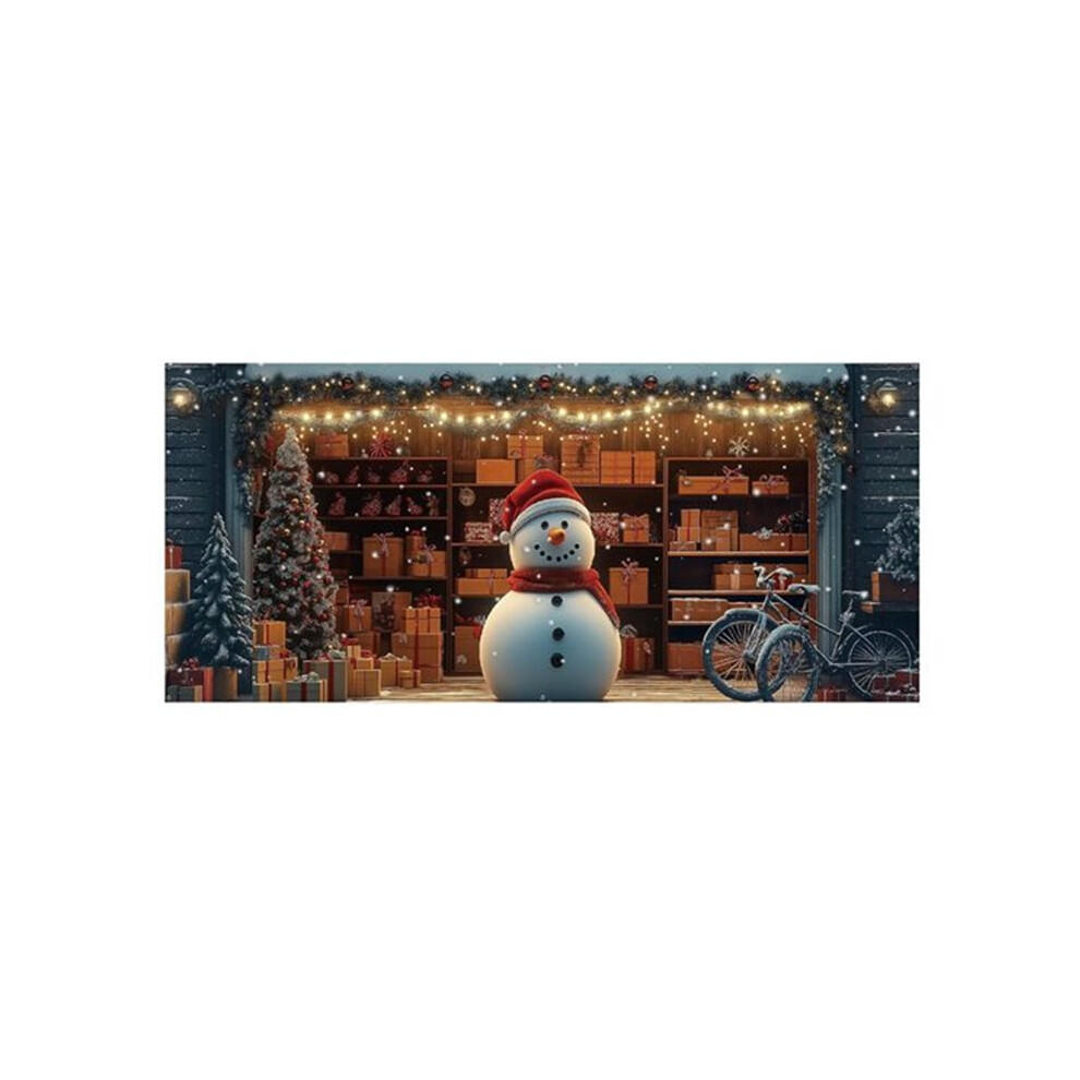 7x16ft Christmas Garage Door Banner 3D Christmas Winter Scene Outdoor Decor Hanging Garage Mural Background House