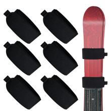 Adjustable ski binding straps with protectors, winter sports accessories, 6 pieces black