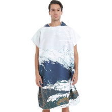 Toalha de banho unissex, poncho de surf de dupla face em fleece de secagem rápida com capuz, capuz grande com fecho de pressão para privacidade na