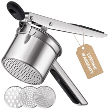 Potato Ricer, Masher with 3 Strainers, Stainless Steel Press for Mashed Potatoes