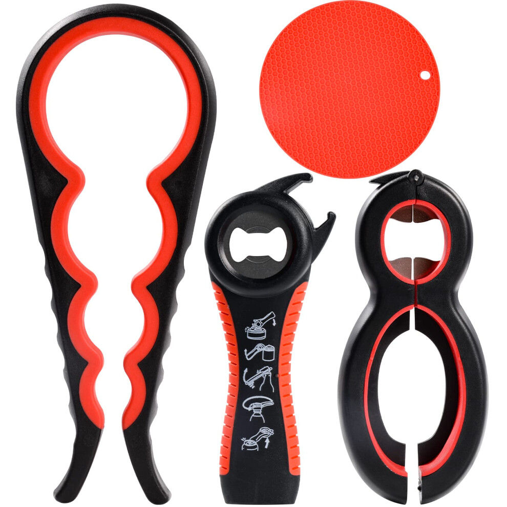 Jar Opener Grippers  4 Packs Rubber Jar Openers for Weak Hands 6in1 5in1 Glass Bottle Opener for Seniors with Arthritis
