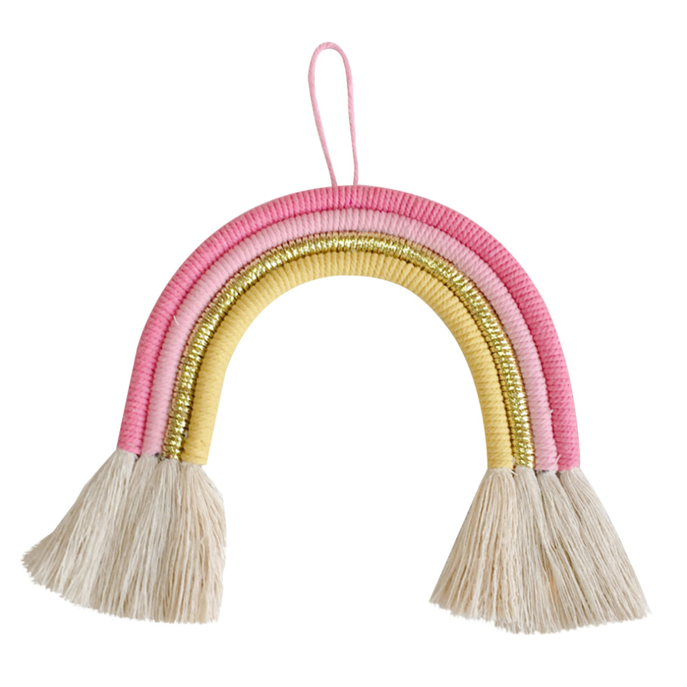 Unicorn Theme Pastel Colors Macrame Rainbow Wall Hanging For Nursery Decorative Art, Cotton Rope Handicraft Bohemian Style Decor Wall Ornament With Ta