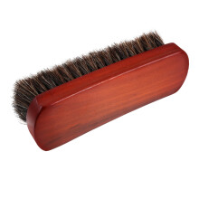 Horsehair Shoe Brush for Leather Care with Ergonomic Wooden Handle, Boot and Hat Polishing Tool