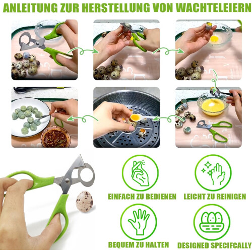 Stainless Steel Quail Egg Scissors, Egg Shell Scissors, Kitchen Tool (Green) 2