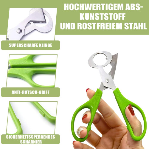 Stainless Steel Quail Egg Scissors, Egg Shell Scissors, Kitchen Tool (Green) 1