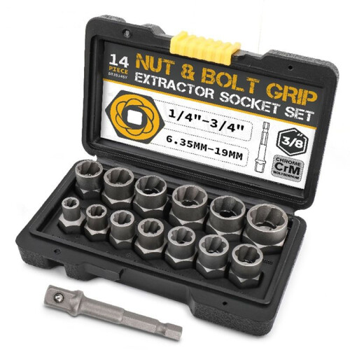 14-Piece Pull-Out Sleeve Set Nut Extractor Damaged Incomplete Screw 2