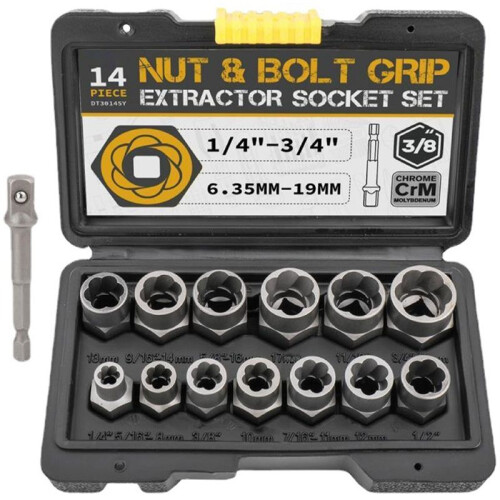14-Piece Pull-Out Sleeve Set Nut Extractor Damaged Incomplete Screw 1