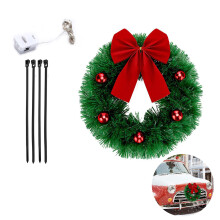 Corona navideña LED para coche con luces, coronas navideñas para decoración de coches, impermeables, para parrilla de coche, coronas decorativas