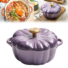 Purple Pumpkin Dutch Oven 20cm Enameled Cast Iron Pot with Lid, Festive Design for Holiday Cooking