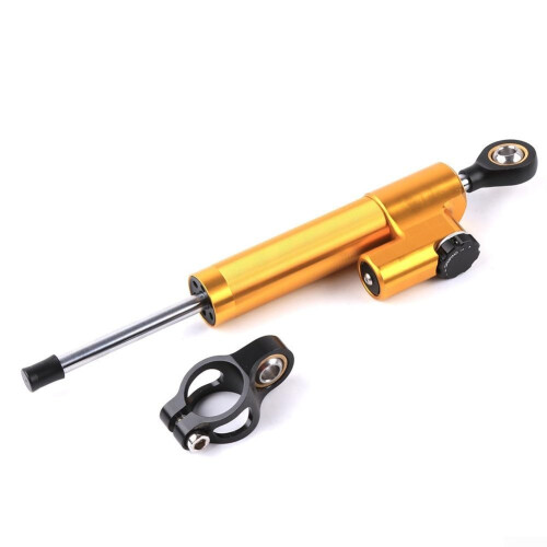 Motorcycle Steering Damper 256mm Gold Handlebar Mount Reduce Head Shake Steel Stabilizer