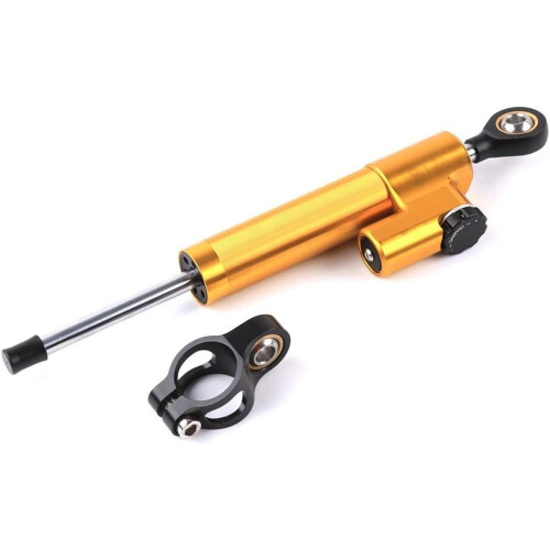 Motorcycle Steering Damper 256mm Gold Handlebar Mount Reduce Head Shake Steel Stabilizer 2