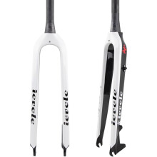 Carbon Fibre MTB Rigid Fork 26/27.5/29 Disc Brake Mountain Bike Fork 11/2 Inch Conical Bicycle Front Fork QR 9 mm White 29inch