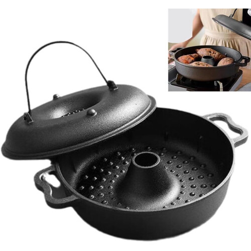 Round Roasting Pan with Lid, Distributes Heat Evenly 2