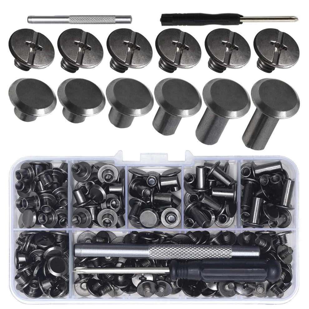 Pack Of 110 Binding Screws Leather Screws Rivets-Frosted Black 7695000445499