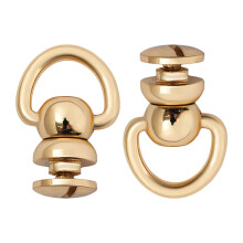 2Pieces D Rings Studs Rivets for Leather Bag-Direct gold color