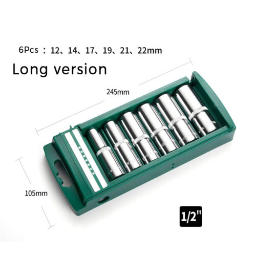 6 Pieces Of 1/2Inch External Socket with Long Hexagonal Head and Combi 2
