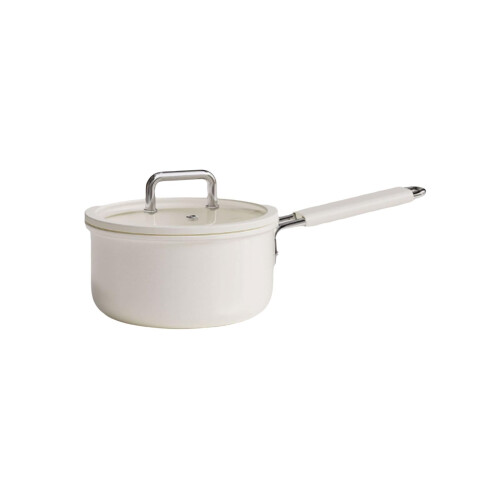 NonStick Milk Pan with Lid, Iron Ceramic Coating, Ergonomic Handle for Boiling and Heating