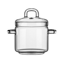 Glass Pot with Lid, Glass Milk Pan, Transparent Glass Pot for Kitchen
