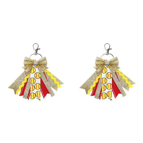 Colorful Cheerleading Keychains Polyester Cheer Bows-Style 4