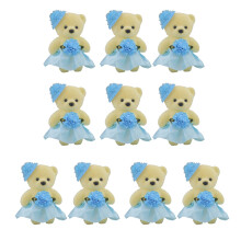 10PCS Soft Foam Bear with Flower Arrangement Colorful-Sky Blue