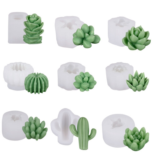 9/10pcs 3D Succulent Silicone Molds for Artistic-Nine piece set
