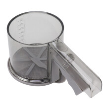 Tamis à presse manuelle pour la pâtisserie, tamis à farine à mailles fines, robuste et durable, avec gobelet doseur pour poudre, conception