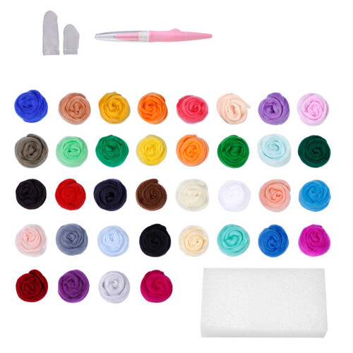Fournitures de feutrage à l'aiguille de-Vert série 8 couleur