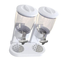 Double Cup Cereal Dispenser with Freshness Seal, Countertop Dry Food Storage Container, White