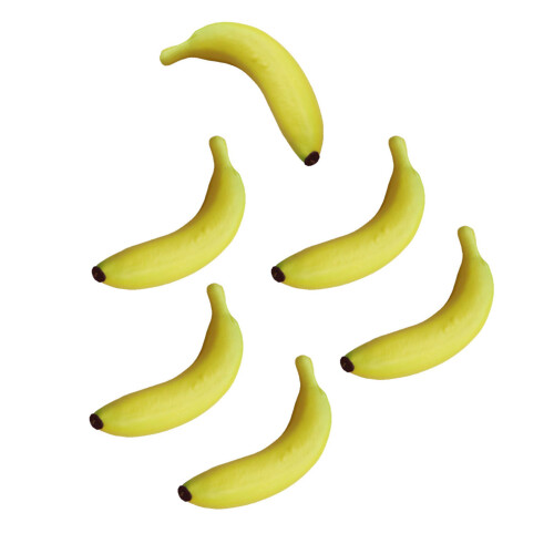 Packung mit 6 künstlichen Bananen, Modell mit realistischer