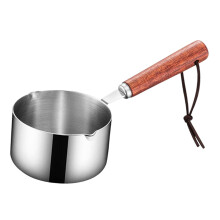 304 Stainless Steel Saucepan 125ml Mini Milk Pan with AntiScald Wooden Handle for Sauces and Soup